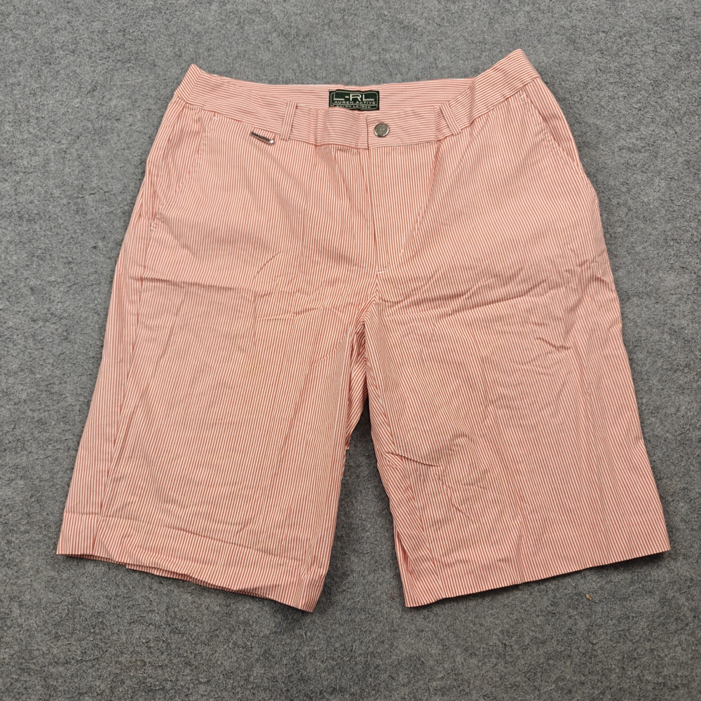 Lauren Ralph Lauren Shorts Womens 12 Pink Seersucker Bermuda Casual 33 Waist